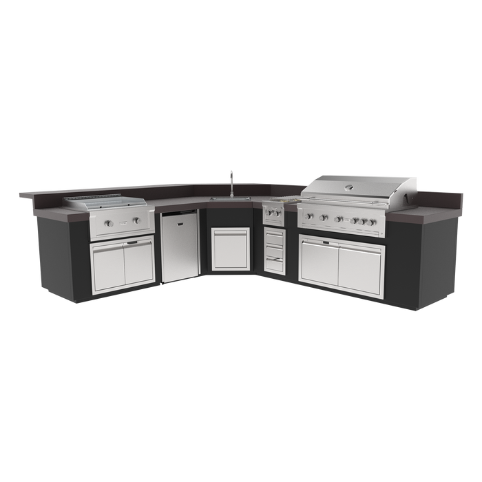Videl 144" Maestro-L Complete BBQ Island — Powder Coated