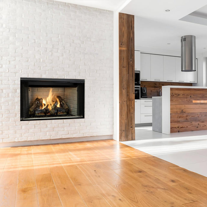 Majestic Reveal B-Vent gas fireplace installed room setting