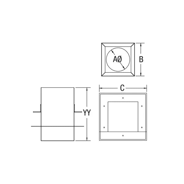 4" Vortex Pellet Vent Square Ceiling Support