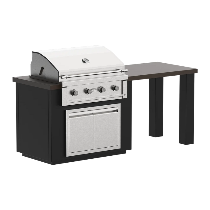 Videl 84" Alta-T Complete BBQ Island with Side Table — Powder Coated
