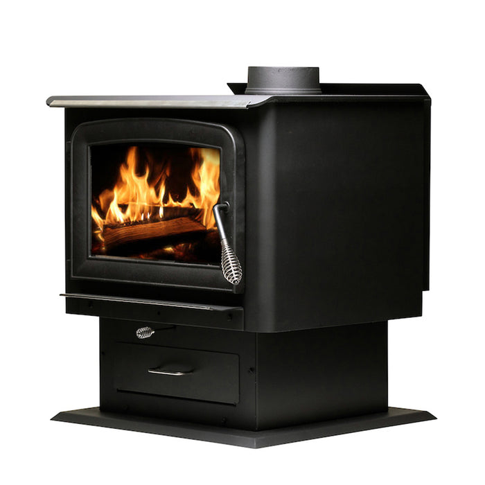 Ashley Hearth AW2520E-P 2,500 Sq Ft EPA Wood Stove with Pedestal — left angle