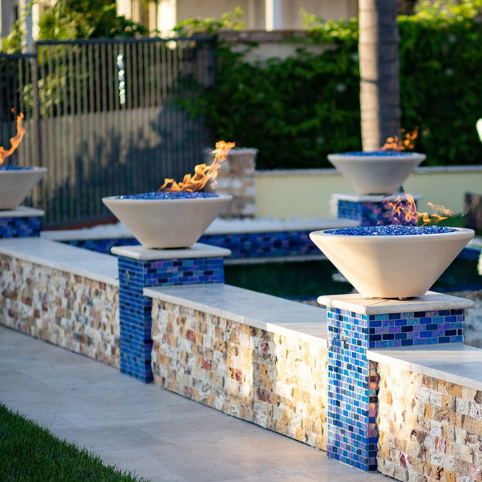The Outdoor Plus Cazo Concrete 31" Gas Fire Bowl - Vanilla