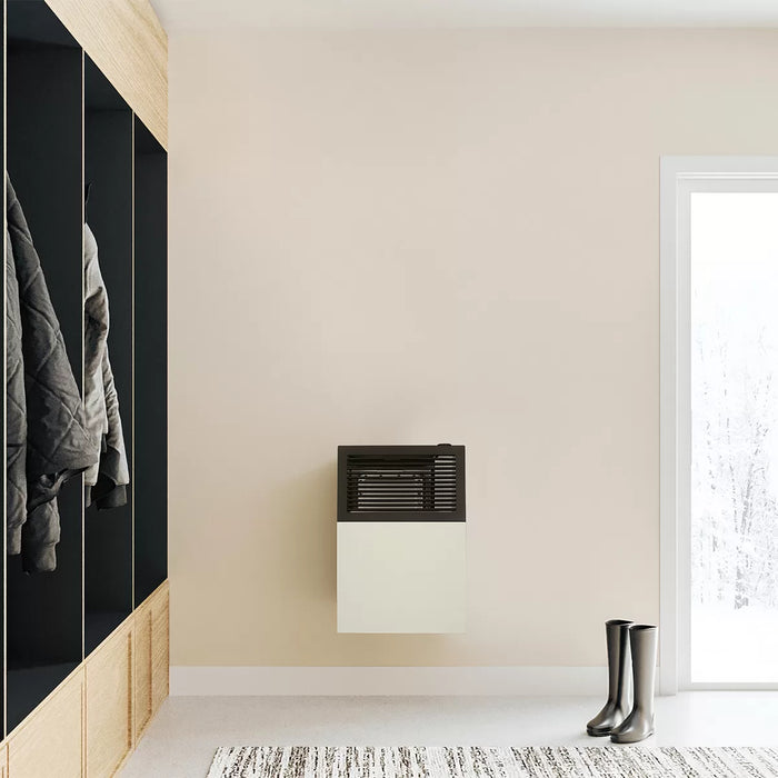 Ashley Hearth DVAG8L 8,000 BTU direct vent propane wall heater wall mounted in a living room beside a window