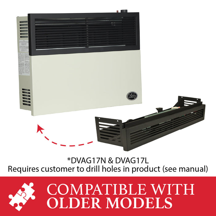 DVB17 compatibility chart for DVAG17N, DVAG17L and DVAG17-DF heaters