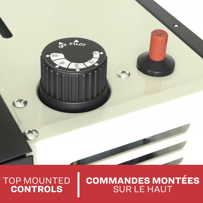 Top mounted control knob and igniter on the Ashley Hearth DVAG17N 17,000 BTU direct vent natural gas wall heater