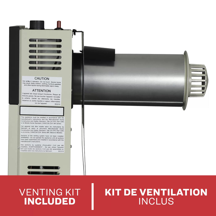Front view of the sealed combustion Ashley Hearth DVAG8N 8,000 BTU direct vent natural gas wall heater