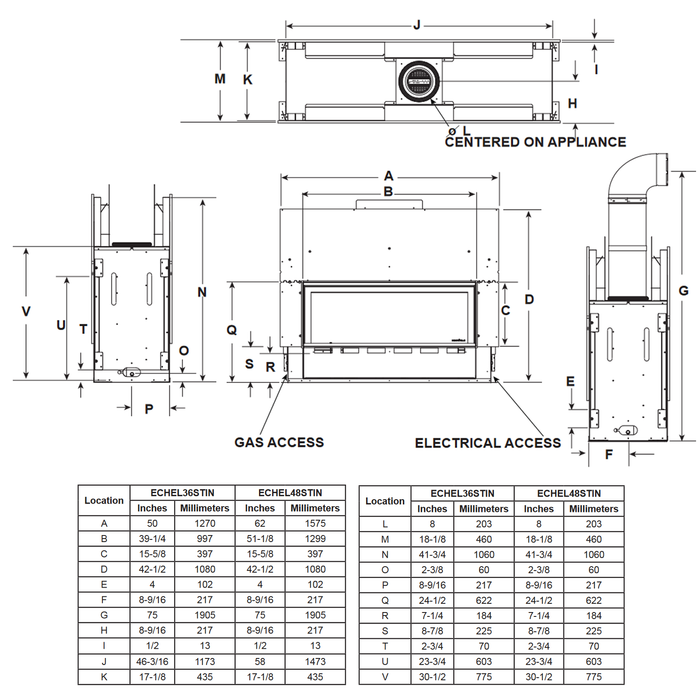 Majestic Echelon II 36 See-Through dimensions diagram