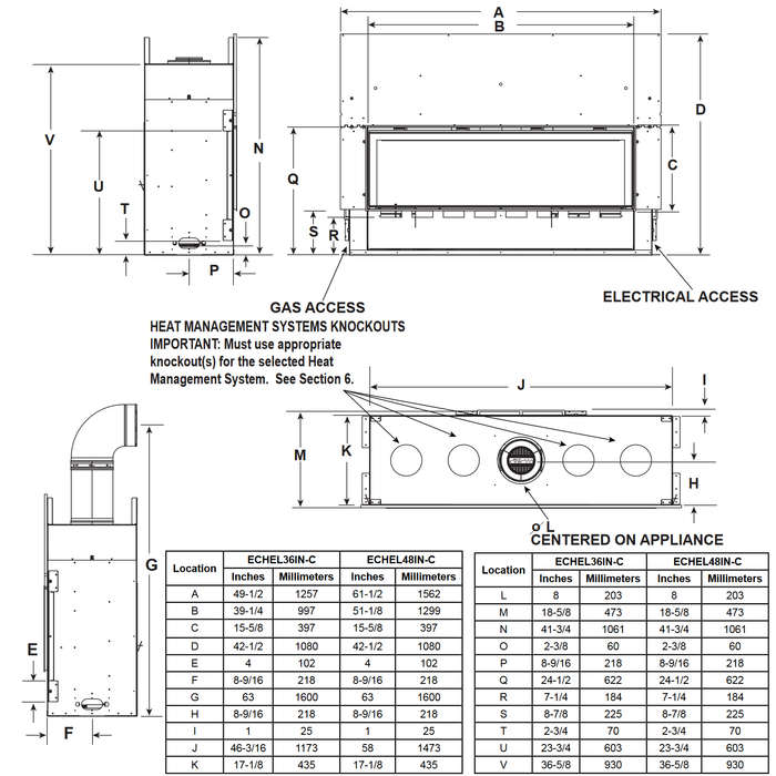 Majestic Echelon II 48 dimensions diagram 2