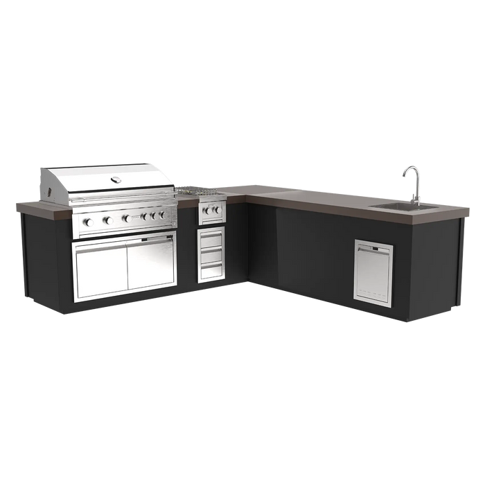 Videl 112" Maestro-L Complete BBQ Island — Powder Coated