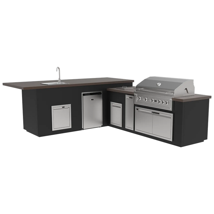 Videl 134" Maestro-L Complete BBQ Island — Powder Coated