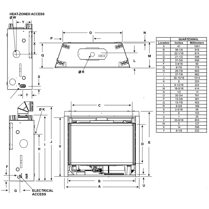 Majestic Quartz 36 dimensions diagram 1