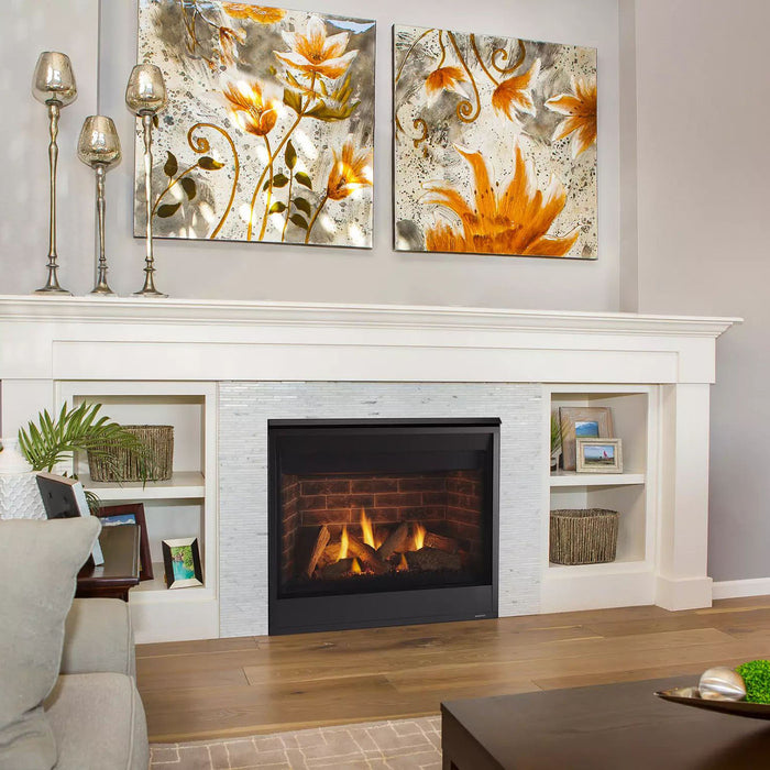 Majestic Quartz 36 installed in a living room with tavern brown interior panel