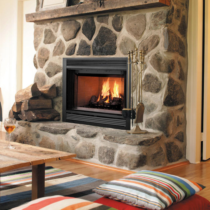 Majestic Sovereign wood burning fireplace installed room setting