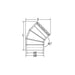 Drolet VOD0090 6 inch double-wall 45 degree elbow dimensioned schematic