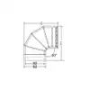 Drolet VOD0093 6 inch double-wall 90 degree elbow dimensioned schematic (6 inch inner, 7 inch outer, 10.75 inch length)