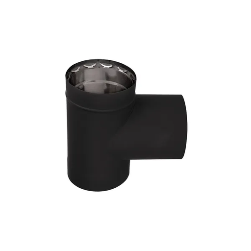 Drolet 6 inch Vortex Double-Wall Black Stove Pipe Tee with Cap - VOD0110