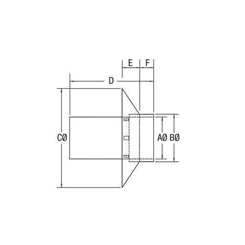 Drolet VOD0230 masonry adapter dimensioned schematic