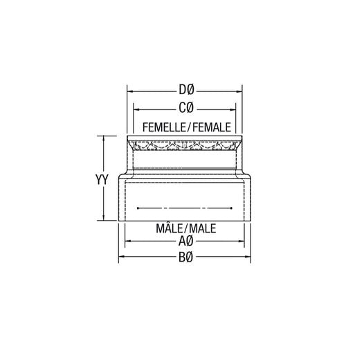 Drolet VOD0250 reducer 7 to 6 dimensioned schematic