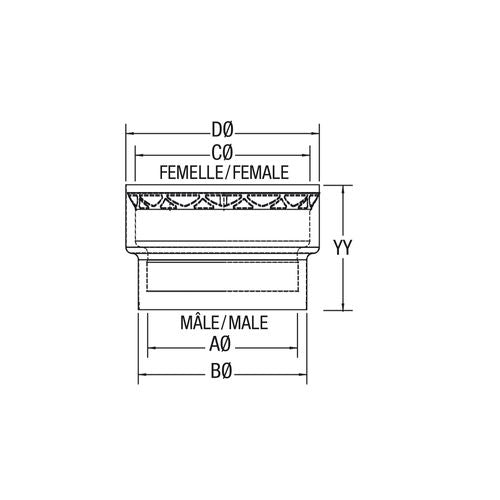 Drolet VOD0270 increaser 6 to 7 dimensioned schematic