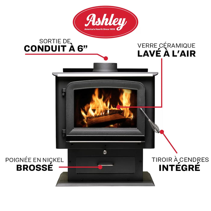 Ashley Hearth AW2520E-P 2,500 Sq Ft EPA Wood Stove with Pedestal — feature