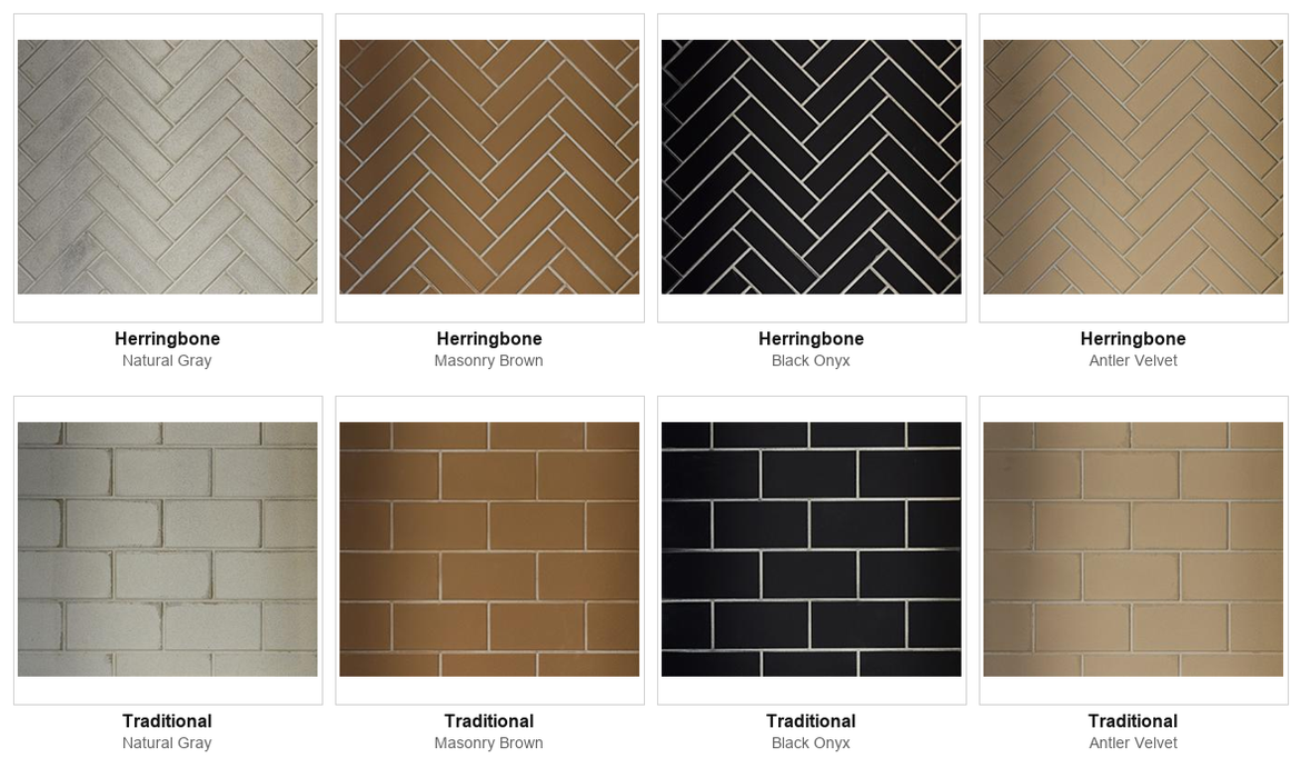 Majestic Ashland 42 refractory finish comparison - Herringbone and Traditional in 4 colors