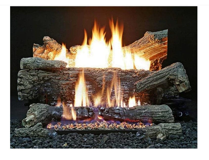 Buck Stove EV100/EV200 Ceramic Oak Vent Free Deluxe Log Set