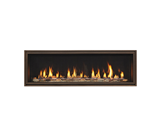 Majestic Echelon II 48 direct vent gas fireplace lit