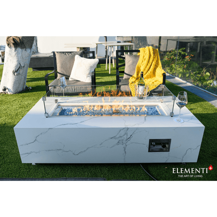 Elementi Carrara Porcelain Fire Table White