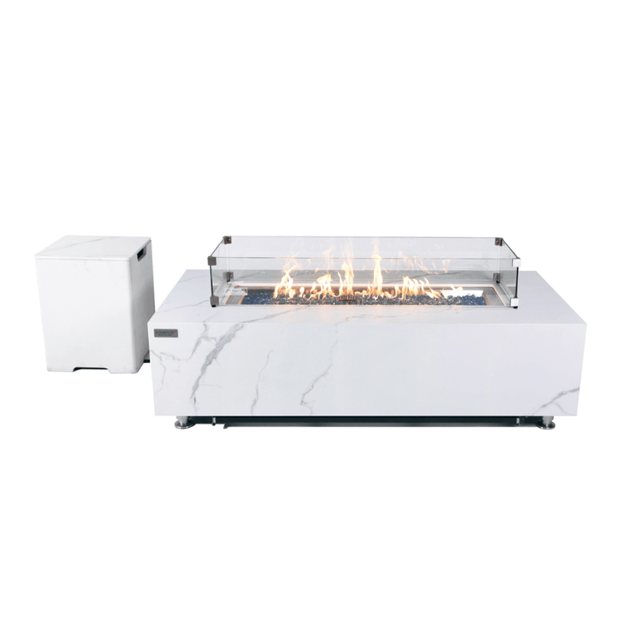 Elementi Carrara Porcelain Fire Table White