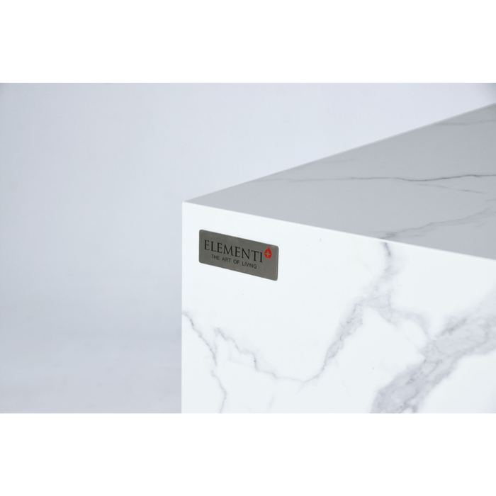 Elementi Carrara Porcelain Fire Table White