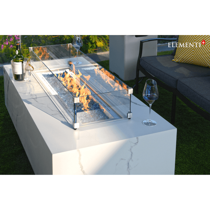 Elementi Carrara Porcelain Fire Table White