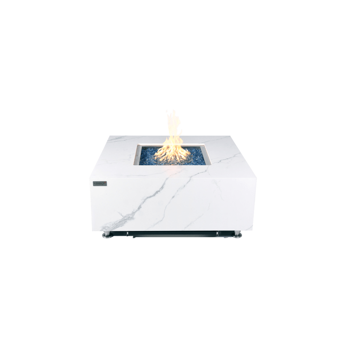 Elementi Plus Bianco Marble Porcelain Fire Table White