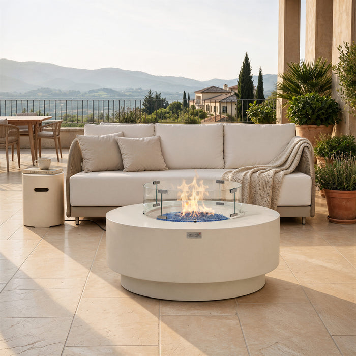 Elementi Plus Nimes Fire Table Frosted Cream White