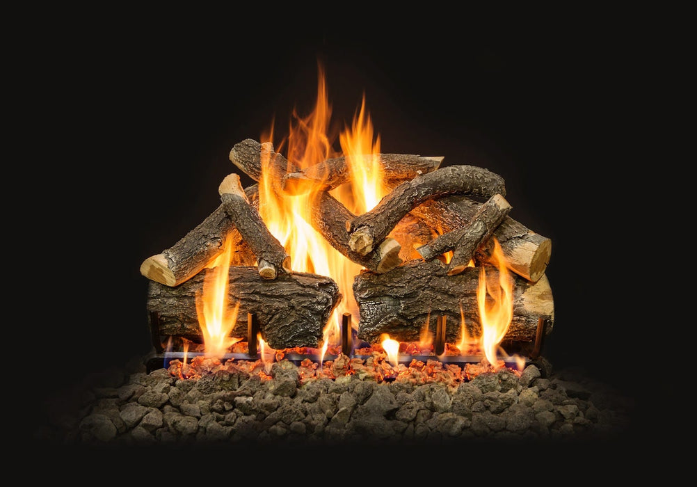 Grand Canyon Arizona Weathered Oak Charred 3-Burner Gas Log Burner System