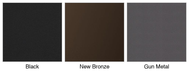 Majestic Meridian 36 trim finish colors: Black, New Bronze, Gun Metal