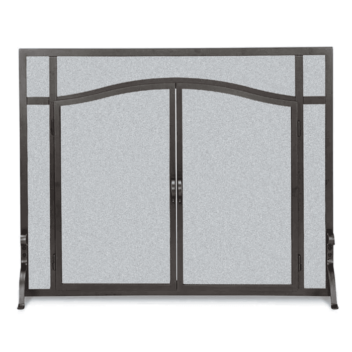 Pilgrim 39 Inch Forged Iron Fireplace Screen with Arched Doors