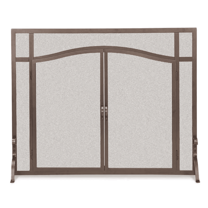 Pilgrim 39 Inch Forged Iron Fireplace Screen with Arched Doors