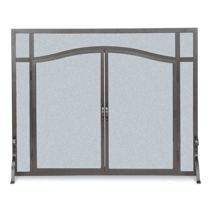 Pilgrim 44 Inch Forged Iron Fireplace Screen with Arched Doors