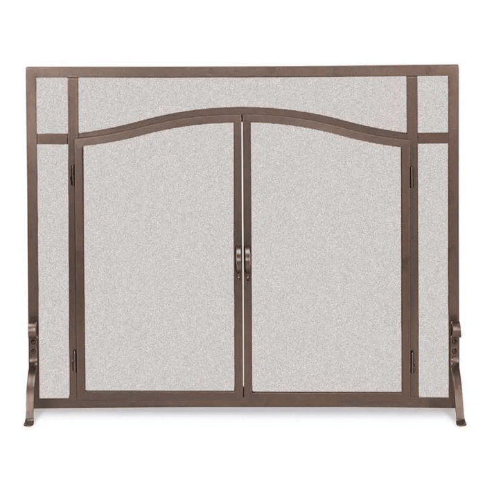 Pilgrim 44 Inch Forged Iron Fireplace Screen with Arched Doors