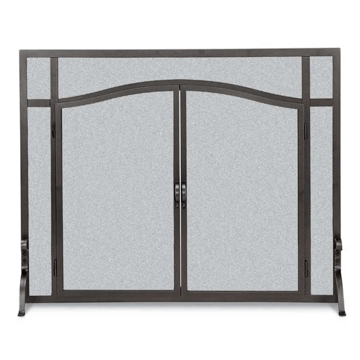 Pilgrim 44 Inch Forged Iron Fireplace Screen with Arched Doors