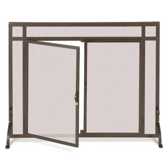 Pilgrim 44 Inch Forged Iron Fireplace Screen with Doors