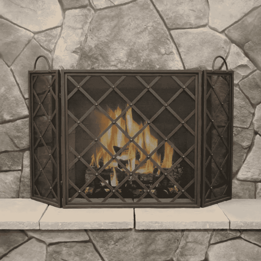 Pilgrim Iron Weave Tri Panel Fireplace Screen