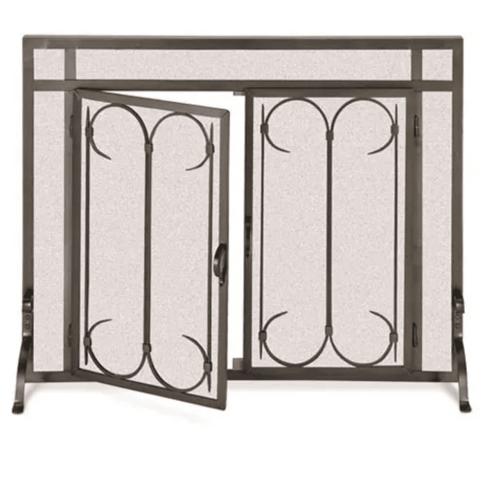 Pilgrim Large Iron Gate Fireplace Screen with Straight Top Doors