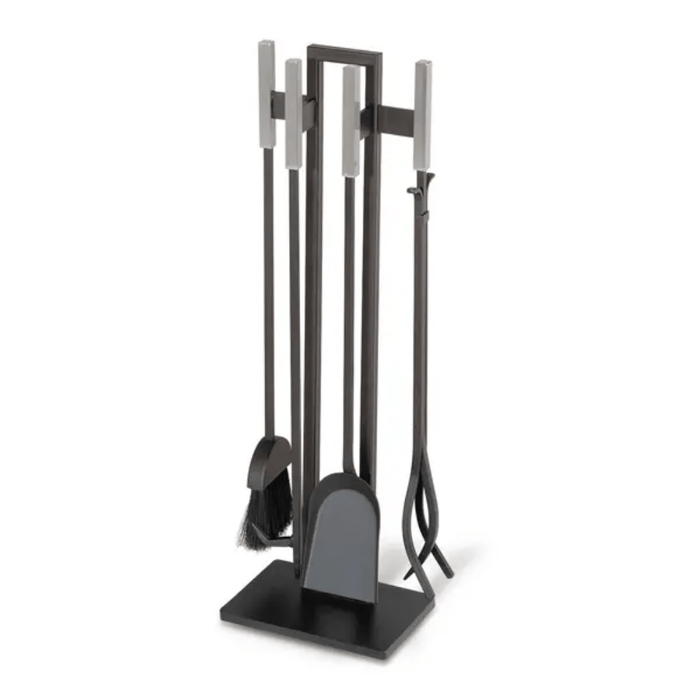 Pilgrim Modern Fireplace Tool Set with Brushed Steel Handles