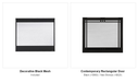 Majestic Quartz 36 Platinum front style comparison - Decorative Black Mesh vs Contemporary Rectangular Door
