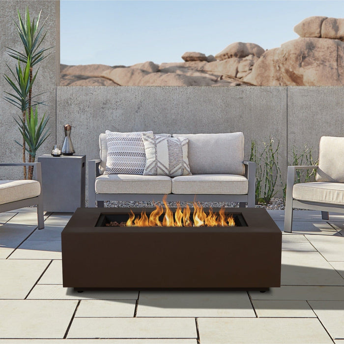 Real Flame Aegean Rectangle LP Fire Table w/ NG Conv