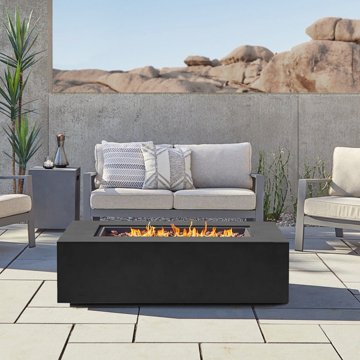 Real Flame Aegean Rectangle LP Fire Table w/ NG Conv