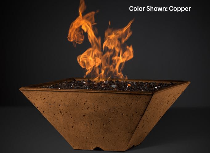 Slick Rock Concrete RidgeLine Fire Bowl Square 22" D x 10" H — Bowl Only