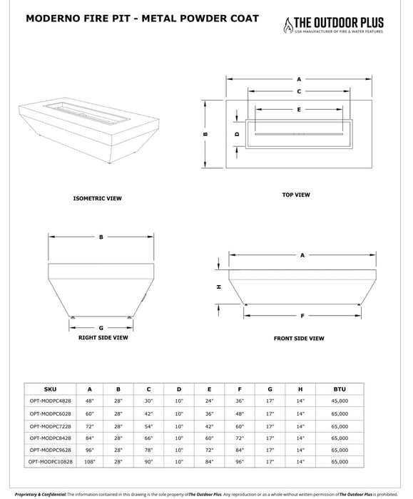 The Outdoor Plus Moderno 108" Gas Fire Pit