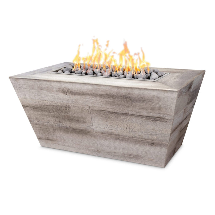 The Outdoor Plus Rectangular Plymouth Wood Grain 72" 24" Tall Gas Fire Pit
